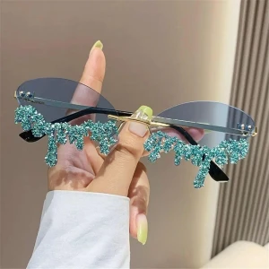 Женские солнцезащитные овальные очки с кристаллами в виде слез женские солнцезащитные овальные очки