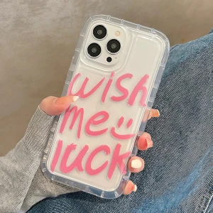 Прозорий чохол на iPhone Wish me luck (14 Pro, 15 Pro Max) прозорий чохол на iPhone.