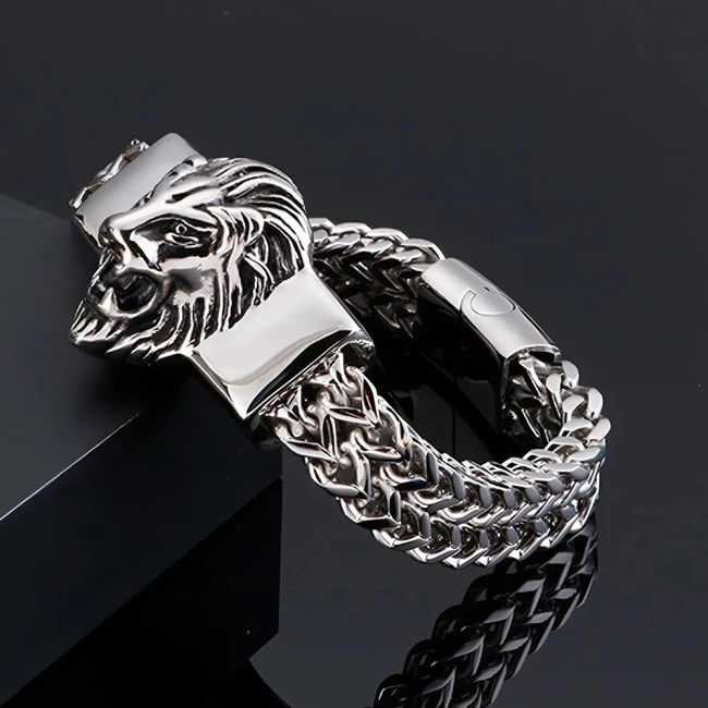 мужской браслет лев