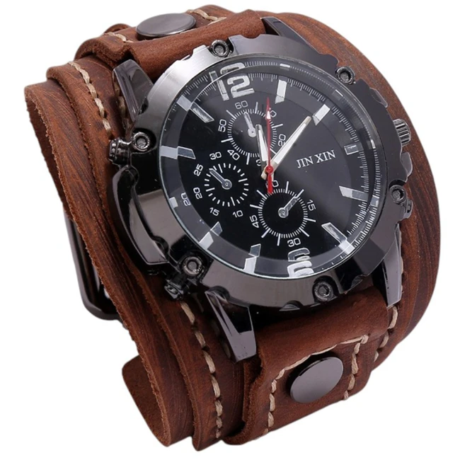 чоловічий наручний годинник з широким браслетом