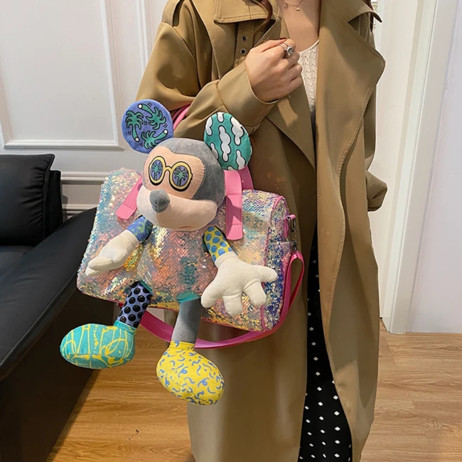 сумка з Міккі Маусом, жіноча сумка з Міккі, жіноча сумка з паєтками, сумка Mickey Mouse, сумка з іграшкою Міккі Маус