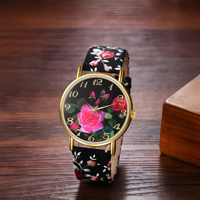 женские часы с розами