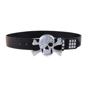 Широкий женский ремень с черепом женский ремень