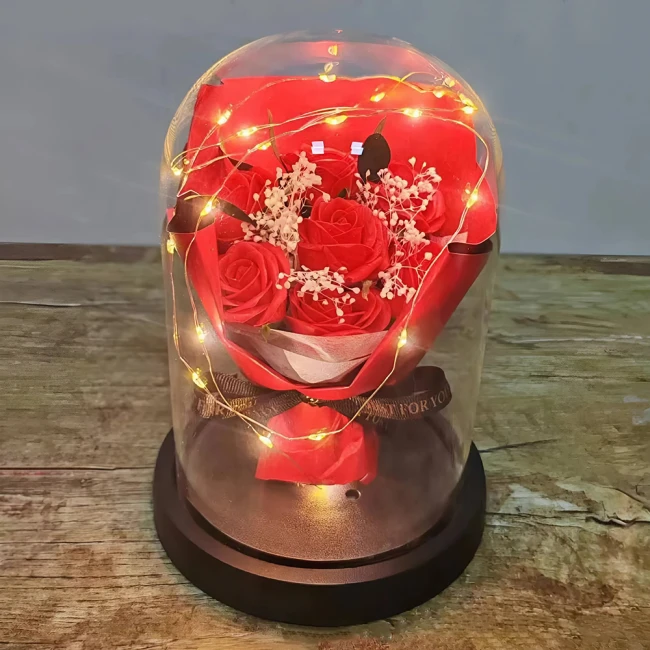 троянди в колбі з підсвічуванням