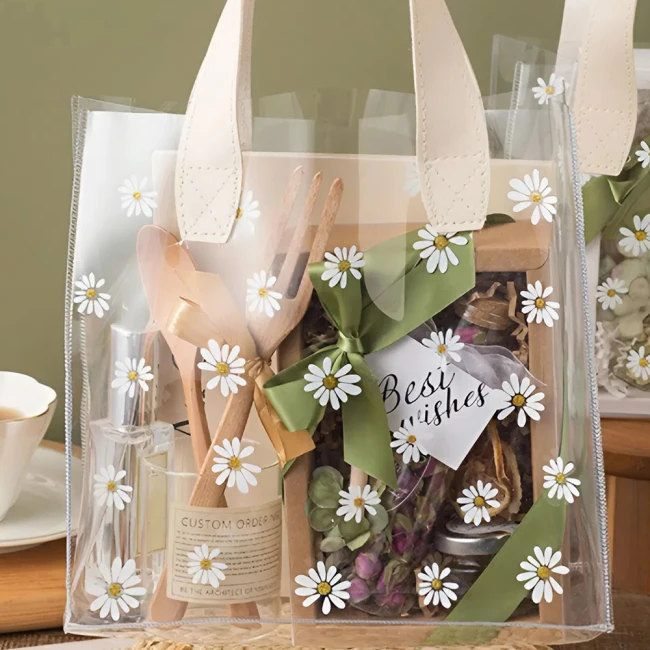 подарочный пакет с ромашками
