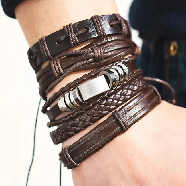 комплект мужских браслетов