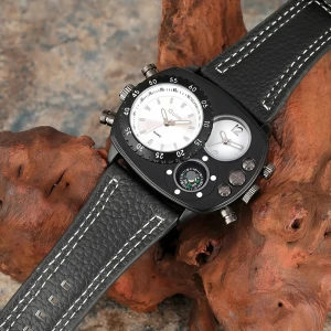 Мужские часы на 3 циферблата с компасом часы на 3 циферблата