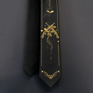 Черный галстук с золотистым рисунком унисекс черный галстук