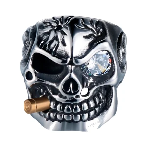 Мужская печатка в виде черепа со стразом мужская печатка