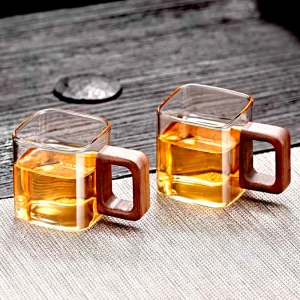 Чайные чашки с деревянной ручкой (2 шт) Чайные чашки