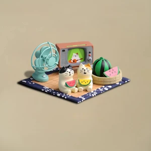 Набор минифигурок котов с арбузом набор минифигурок