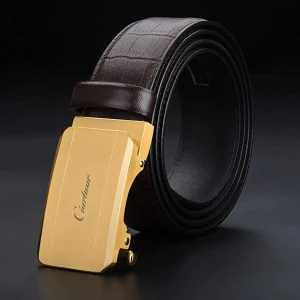 Кожаный мужской ремень с автоматической пряжкой мужской ремень