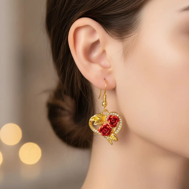 серьги с розами