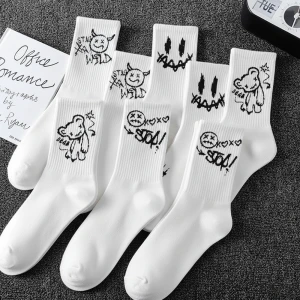 Високі шкарпетки з принтом у стилі doodle (10 пар) високі шкарпетки
