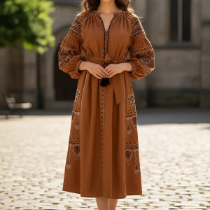 Женское платье с вышитым орнаментом женское платье