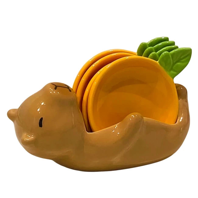 набір керамічних блюдець з підставкою