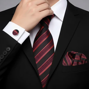 Подарочный набор галстук с запонками и платком галстук с запонками