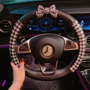 Чехол на руль с бантом и узором "Гусиные лапки" чехол на руль