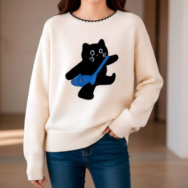 свитер женский с котом