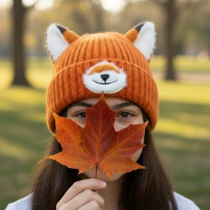 Шапка з вушками і мордочкою лисиці шапка з вушками