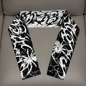 Двосторонній шарф y2k з павуками шарф y2k шарф з павуками чорно-білий шарф дрейн