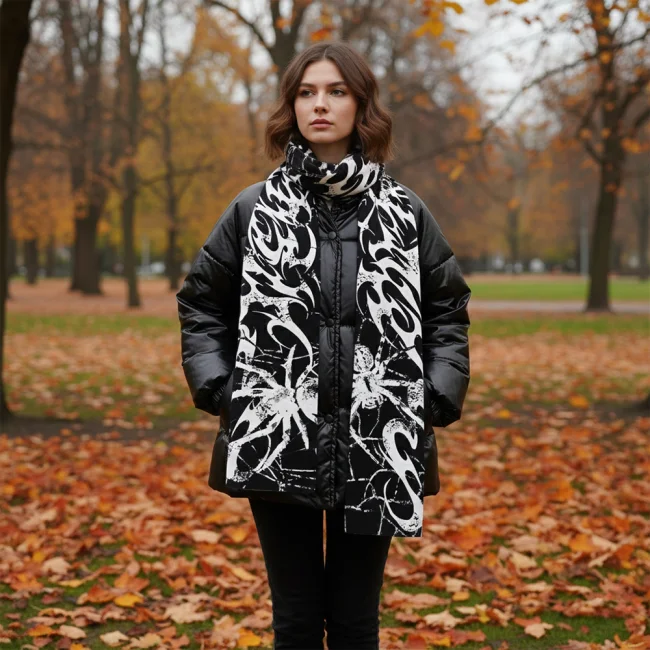 чорно-білий шарф дрейн