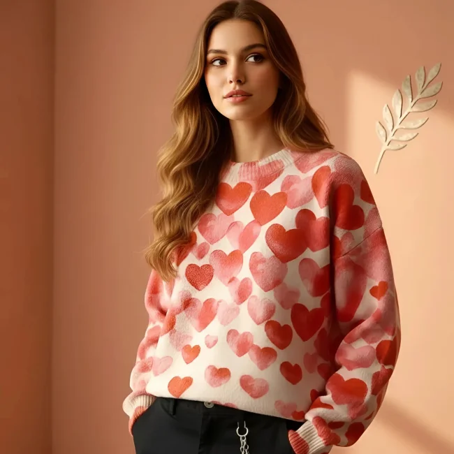свитер с сердечками