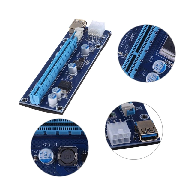 райзер pci e usb 1x 16x molex