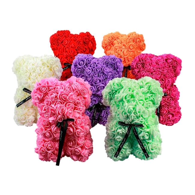 мишка из 3d роз 25 см