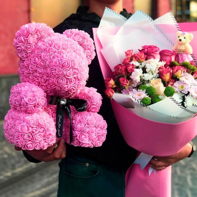 3d медведь из роз