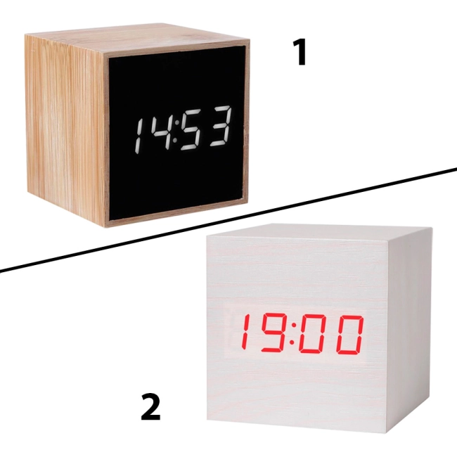 електронний годинник дерев'яний куб