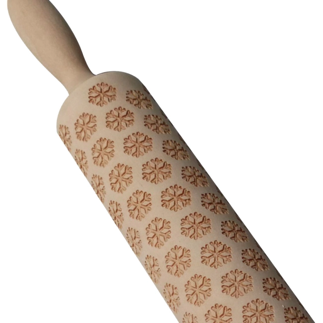 скалка с узором деревянная для печенья