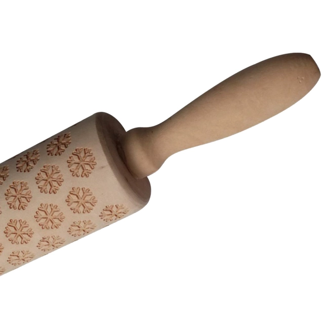 скалка с узором для печенья деревянная