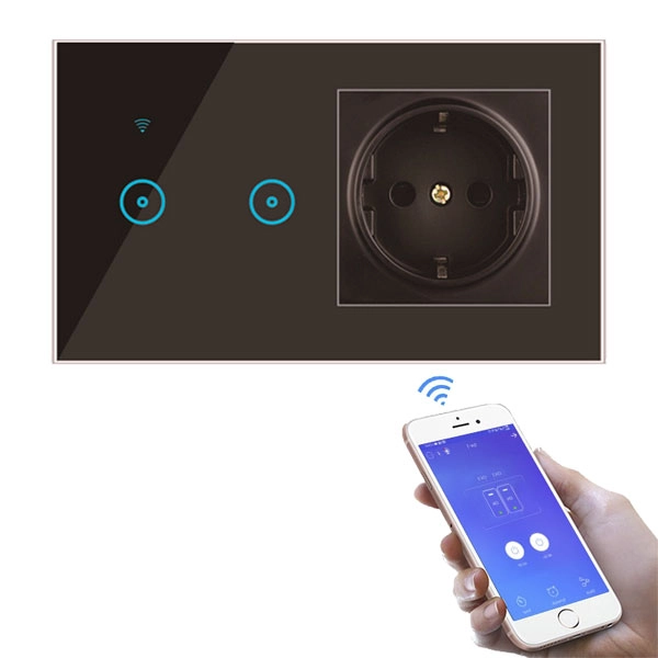 стеклянный выключатель с розеткой