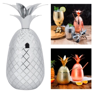 Стальной бокал ананас с крышкой для коктейлей стальной бокал