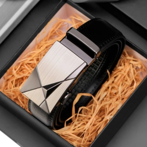 Мужской кожаный ремень без дырок с храповым механизмом мужской кожаный ремень