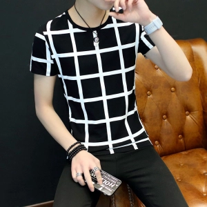 Літня чоловіча футболка в клітинку з короткими рукавами літня чоловіча футболка