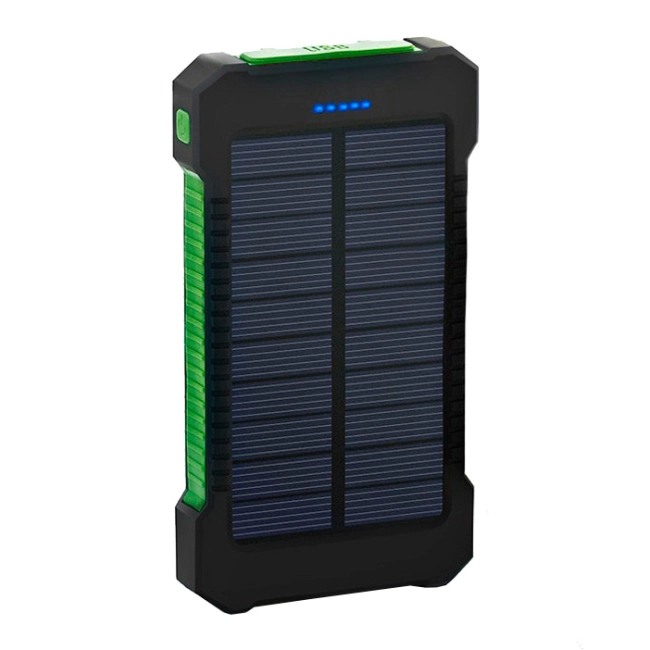 power bank с фонариком на солнечной батарее