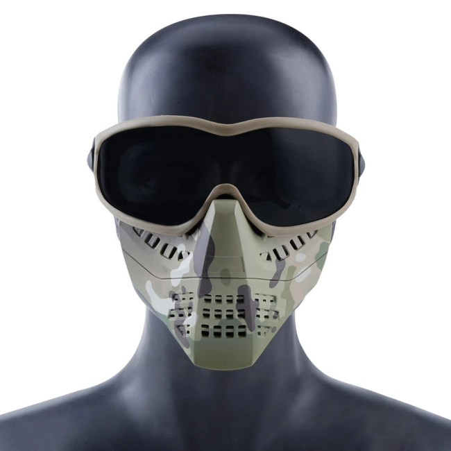 захисна маска з окулярами на обличчя