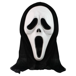 Пластикова маска Крик з фільму жахів з чорним капюшоном крик маска
