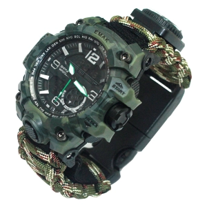 Камуфляжний наручний годинник з паракордовим браслетом камуфляжний наручний годинник