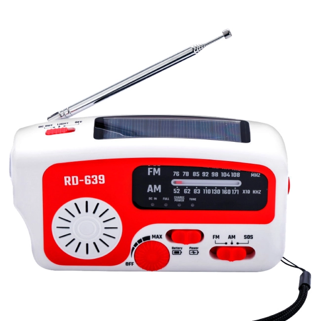 динамо радіоприймач із сонячною батареєю та ліхтарем