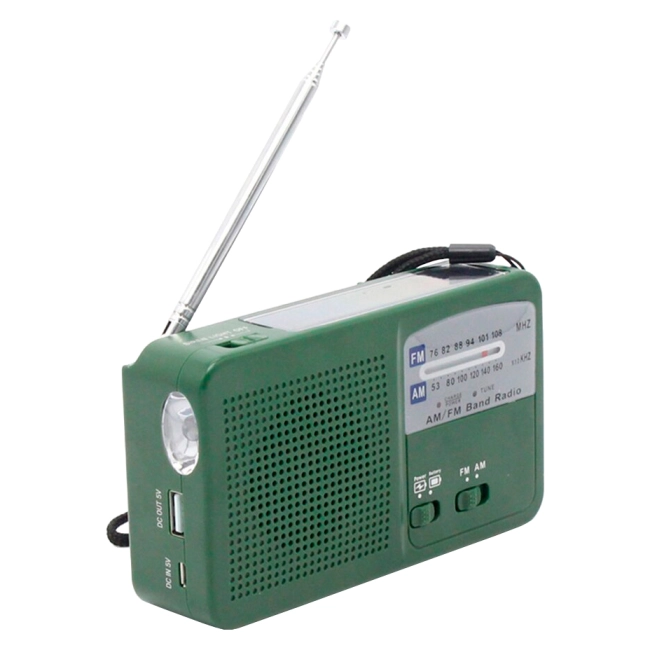 динамо радио с фонарем и солнечной зарядкой