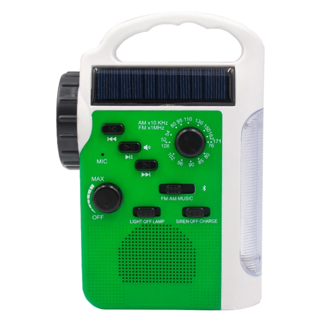 радіоприймач з динамо машиною та сонячною батареєю