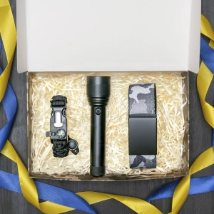 Подарочный набор для солдата с ремнем, фонарем и браслетом (подарок для военнослужащих) подарок для военнослужащих