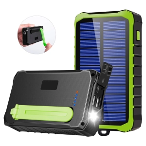 Power Bank з динамо зарядкою та сонячною батареєю 12000 мАг power bank з динамо зарядкою