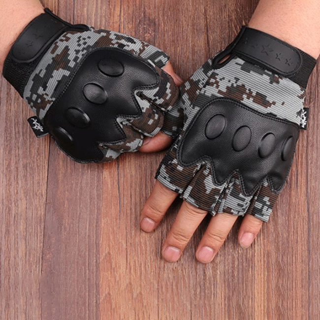 перчатки тактические беспалые с камуфляжем