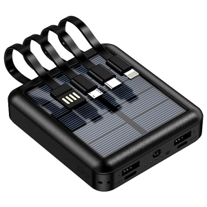 power bank с кабелями на солнечной батарее