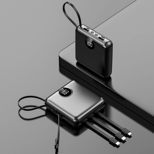 повербанк с кабелями для телефона