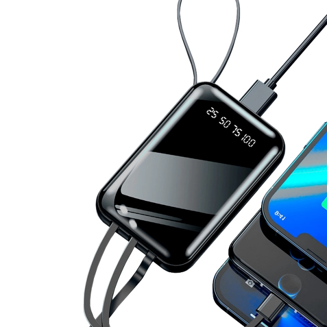 внешний аккумулятор с кабелями 8000 mah